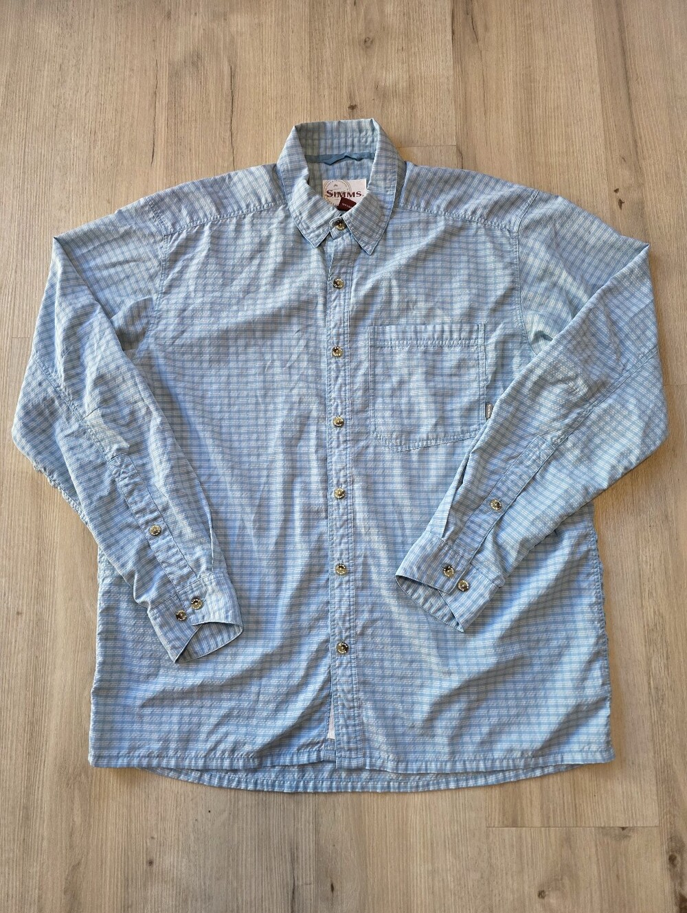 SIMMS Men's Long Sleeve Shirt Size L Blue